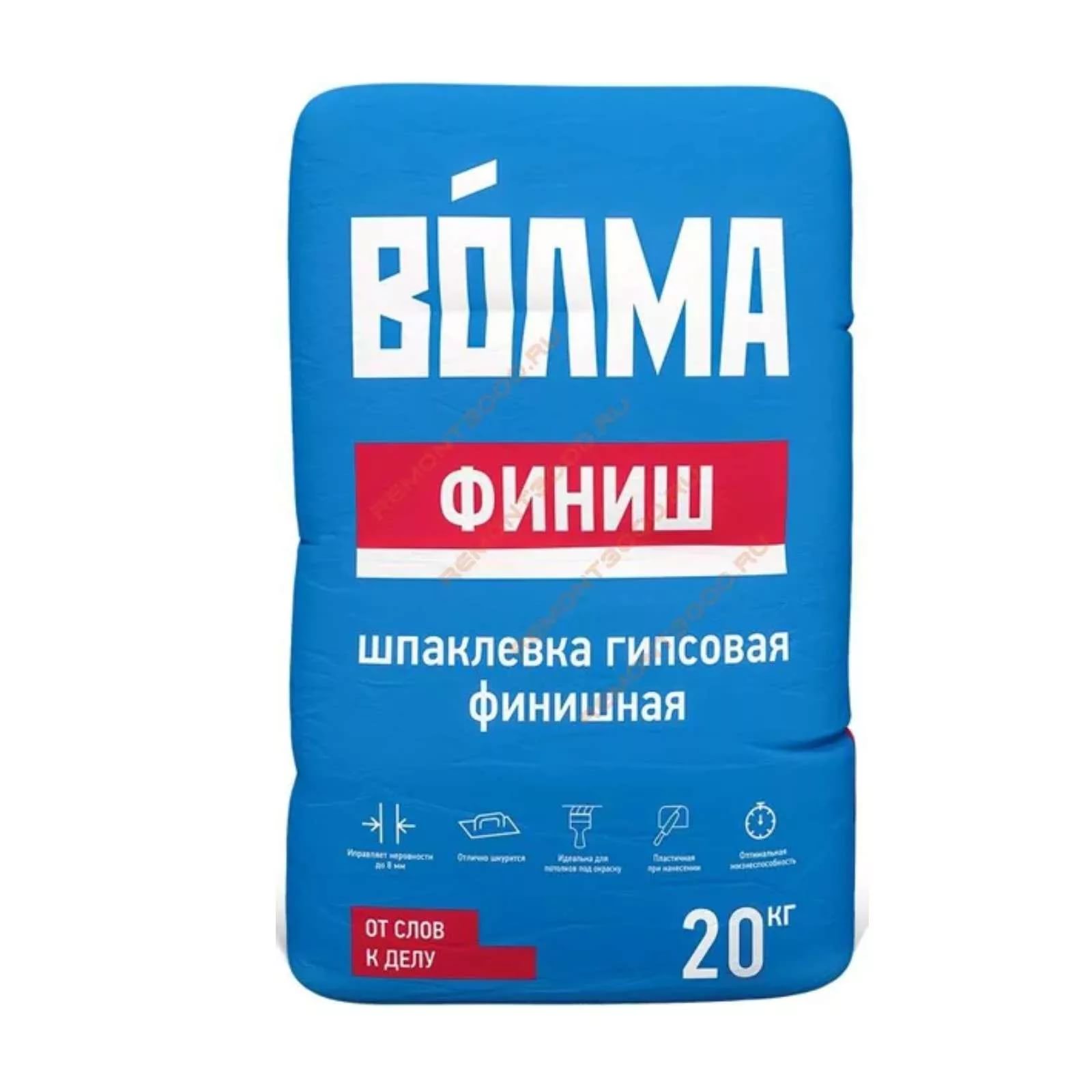 Волма финиш шпатлёвка гипсовая 20кг.