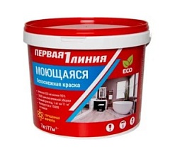 Первая линия Краска моющая 14кг.белоснежка